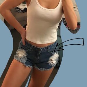 Mid Rise Frayed Shorts